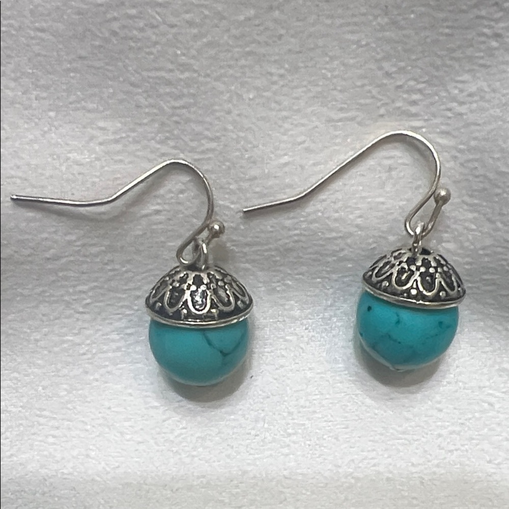 Turquoise and Silver Dangle Earrings